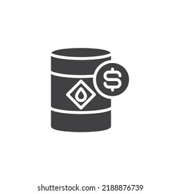 Oil price vector icon. filled flat sign for mobile concept and web design. Oil barrel price glyph icon. Symbol, logo illustration. Vector graphics