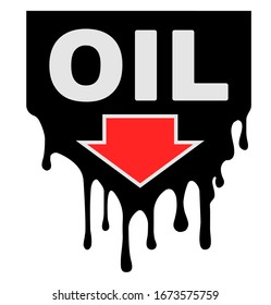 Oil prices design with drips and down arrow, showing a decline in oil prices.