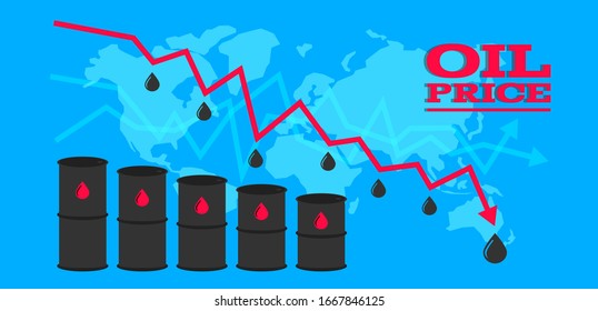 oil prices falling down global fuel crisis concept vector illustration
