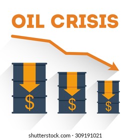Oil prices reduction crisis flat vector illustration