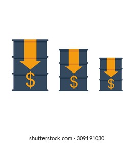 Oil prices reduction crisis flat vector illustration