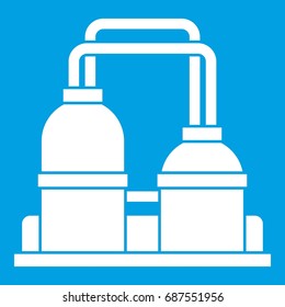 Oil processing factory icon white isolated on blue background vector illustration