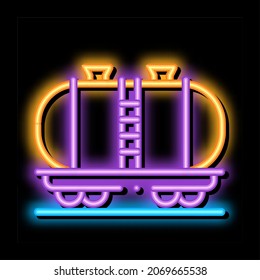 oil product carriage wagon neon light sign vector. Glowing bright icon oil product carriage wagon sign. transparent symbol illustration