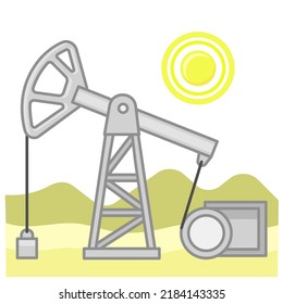 Oil production in the desert, oil rigs. Vector illustration in flat style