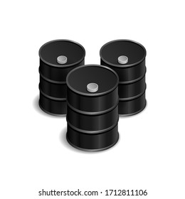 Oil production icon - petroleum barrell (black reservoire of enegry resource) - isolated vector realistic pictogram