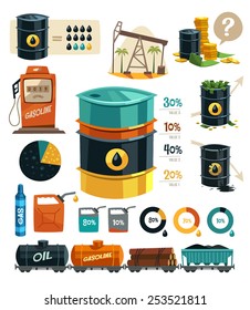 Oil Production. Infographic elements. Vector illustration.