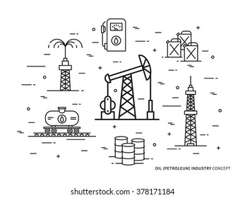 Oil production linear vector illustration line design concept image abstract jpeg