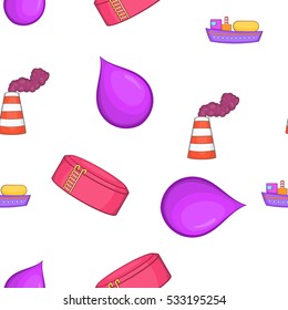 Oil production pattern. Cartoon illustration of oil production vector pattern for web