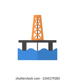 oil production platform flat vector icon