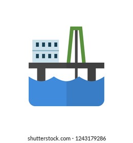 oil production platform flat vector icon