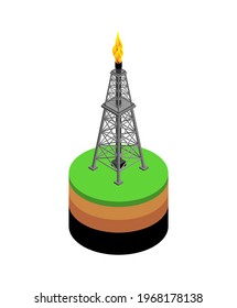 Oil production. Oil rig and soil layers.