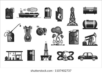 Oil Production Set Of Icons
