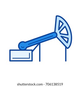 Oil production vector line icon isolated on white background. Oil production line icon for infographic, website or app. Blue icon designed on a grid system.