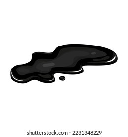 Oil puddle, slick spill cartoon art isolated. Drop stain black gas. Lequid shape in vector.