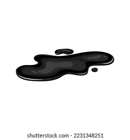 Oil puddle, slick spill cartoon art isolated. Drop stain black gas. Lequid shape in vector.