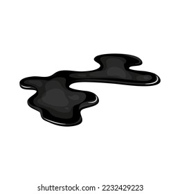 Oil puddle, slick spill cartoon art isolated. Drop stain black gas. Lequid shape in vector.