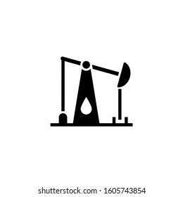 Oil Pump in black flat design on white background  vector illustration for website, mobile applicaton, presentation, infographic. Graphic design element
