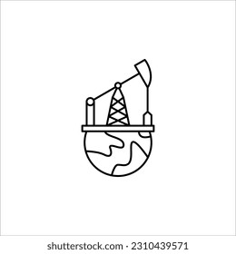 Bomba de aceite en diseño plano negro para sitio web, aplicación móvil, presentación, infografía sobre fondo blanco. ilustración vectorial