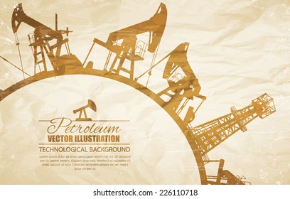 Oil pump circle frame. Vector illustration.