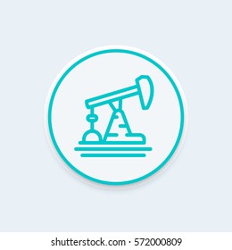 Oil pump, derrick line icon, vector illustration