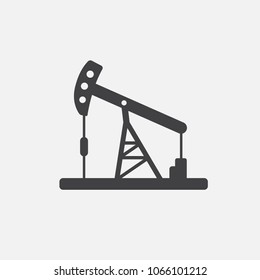 Oil pump, derrick. Vector icon isolated on white. Simple pictogram jack, well, tower, energy equipment, gasoline industrial concept. Flat adapted design for web site, mobile app, UI