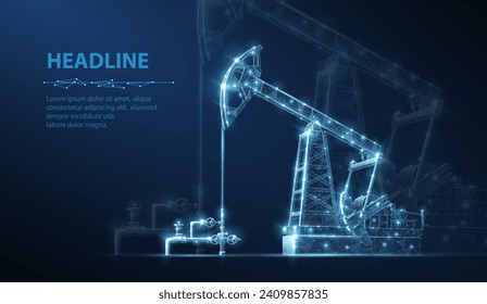 Oil pump. Digital extraction, Gas market, Well drilling, Petroleum production, Fossil fuel, Oilfield crisis, Energy economy, War constriction, Oil refinery, Crude trading, Black gold concepts