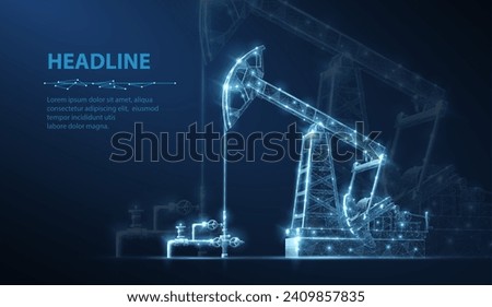 Oil pump. Digital extraction, Gas market, Well drilling, Petroleum production, Fossil fuel, Oilfield crisis, Energy economy, War constriction, Oil refinery, Crude trading, Black gold concepts Foto d'archivio © 