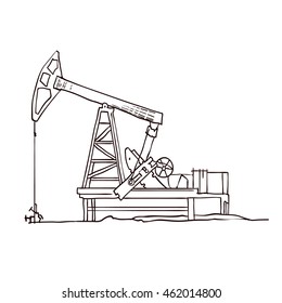 Bomba de óleo. Ilustração de vetor desenhada à mão.