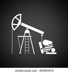 Oil pump icon. Black background with white. Vector illustration.