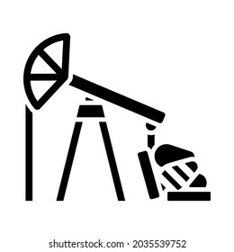 Oil Pump Icon. Black Stencil Design. Vector Illustration.