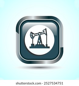 Oil Pump Icon Design Illustration, Industrial Icon For Apps and Websites, Gray Color Square Button Design