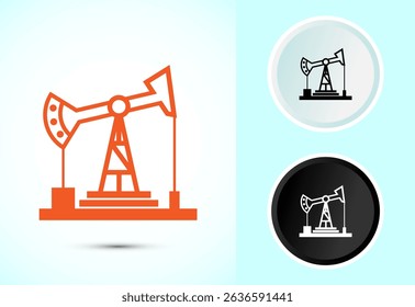 Oil pump icon design illustration, Industrial icon sign in color, black and white