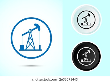 Oil pump icon design illustration, Industrial icon sign in color, black and white