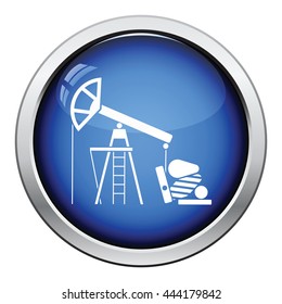 Oil pump icon. Glossy button design. Vector illustration.