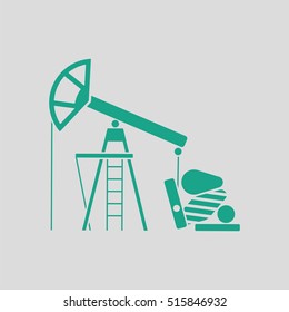 Oil pump icon. Gray background with green. Vector illustration.