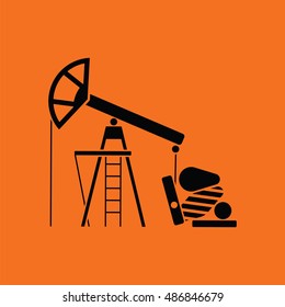 Oil pump icon. Orange background with black. Vector illustration.