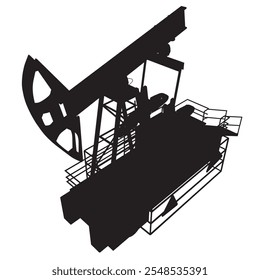 Oil pump icon silhouette. Oil pump symbol. Vector illustration. Silhouette Oil pump jack black icon isolated on white background. Isometric view