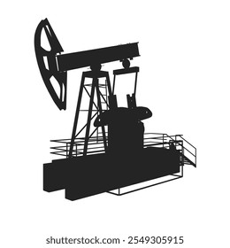 Oil pump icon silhouette. Oil pump symbol. Vector illustration. Silhouette Oil pump jack black icon isolated on white background. Side view