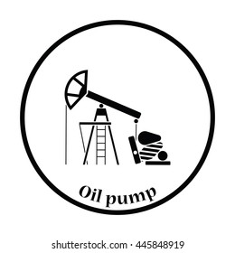 Oil pump icon. Thin circle design. Vector illustration.