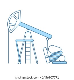 Icono de la bomba de aceite. Línea Delgada Con Diseño De Relleno Azul. Ilustración vectorial.