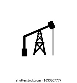 Oil pump Icon Vector. The dig for extraction of minerals. Flat Vector Icon illustration, Emblem design on white background.