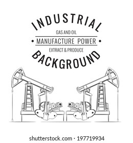 Oil pump isolated over white with label. Vector illustration.