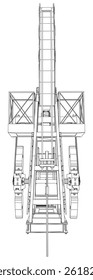 Oil pump jack. Detailed vector illustration isolated on white background. Vector rendering of 3d