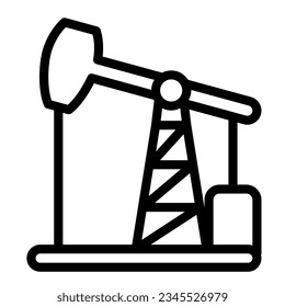 Oil pump jack, oil extraction station, rig line icon, oil industry concept, pumpjack vector sign on white background, outline style icon mobile concept web design. Vector graphics.