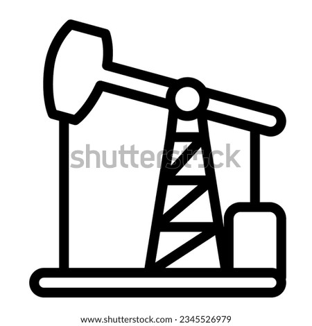 Oil pump jack, oil extraction station, rig line icon, oil industry concept, pumpjack vector sign on white background, outline style icon mobile concept web design. Vector graphics.