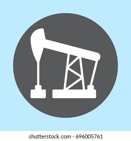 Oil pump jack flat icon, round button, circular vector sign. Flat style design