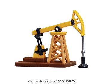  Oil pump jack icon 3d render concept of fuel drilling oil pump jack petroleum extraction technology icon vector illustration