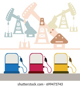 oil pump jack icon isolated on background.Modern flat pictogram, business, marketing, internet concept.Petrol station sign.Fuel background.