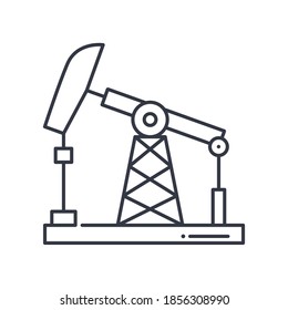 Oil pump jack icon, linear isolated illustration, thin line vector, web design sign, outline concept symbol with editable stroke on white background.