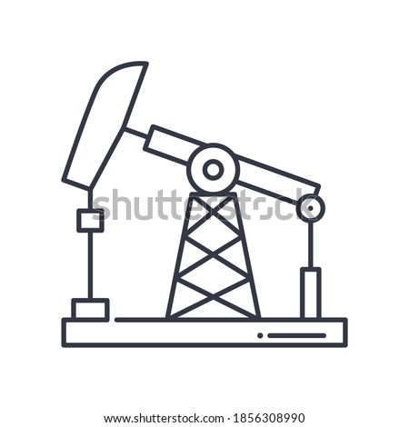 Oil pump jack icon, linear isolated illustration, thin line vector, web design sign, outline concept symbol with editable stroke on white background.